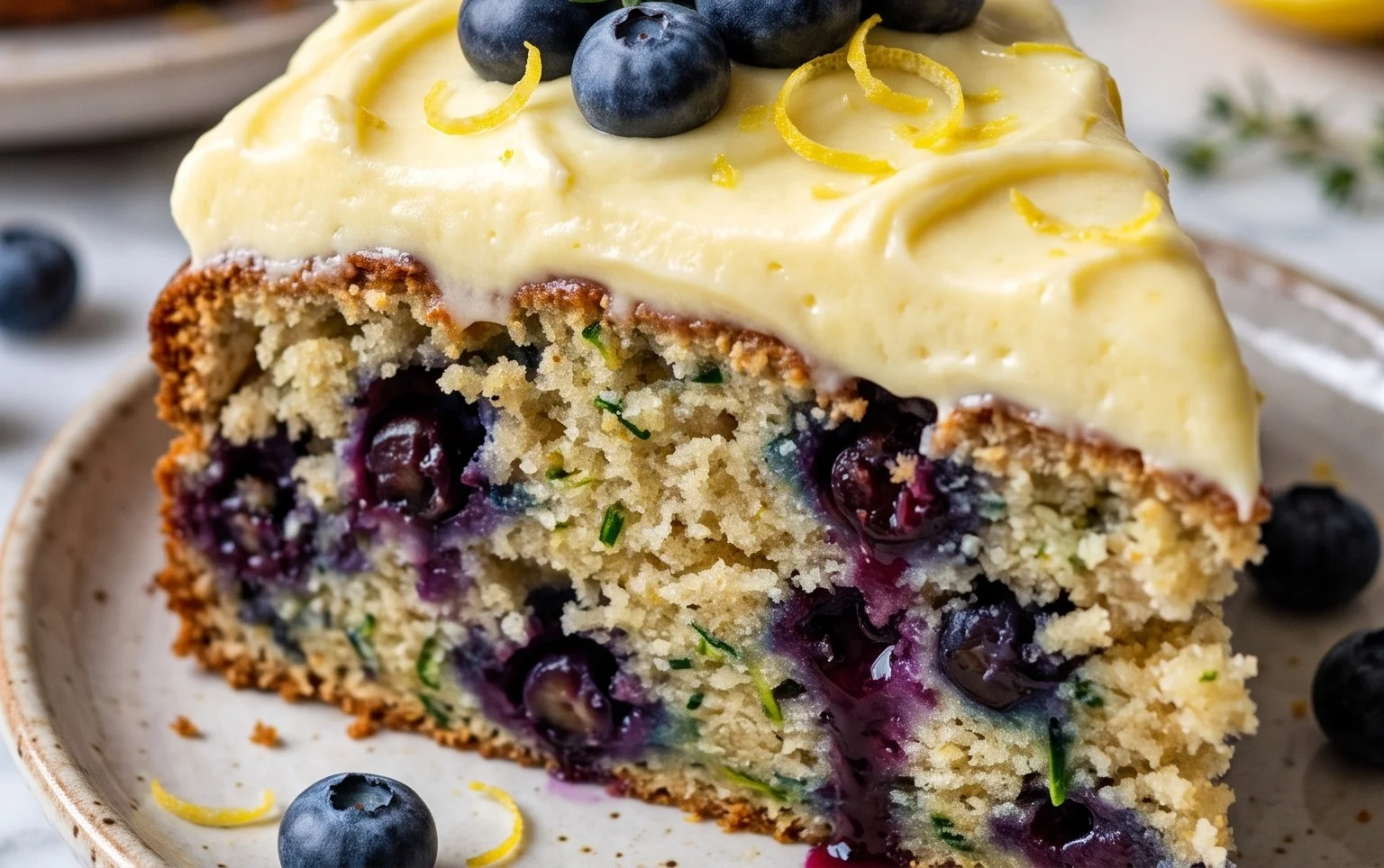 Blueberry Zucchini Cake with Lemon Buttercream