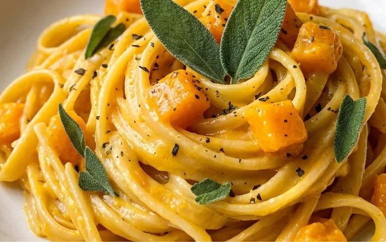 Pâtes sauce crémeuse à la courge Butternut et sauge