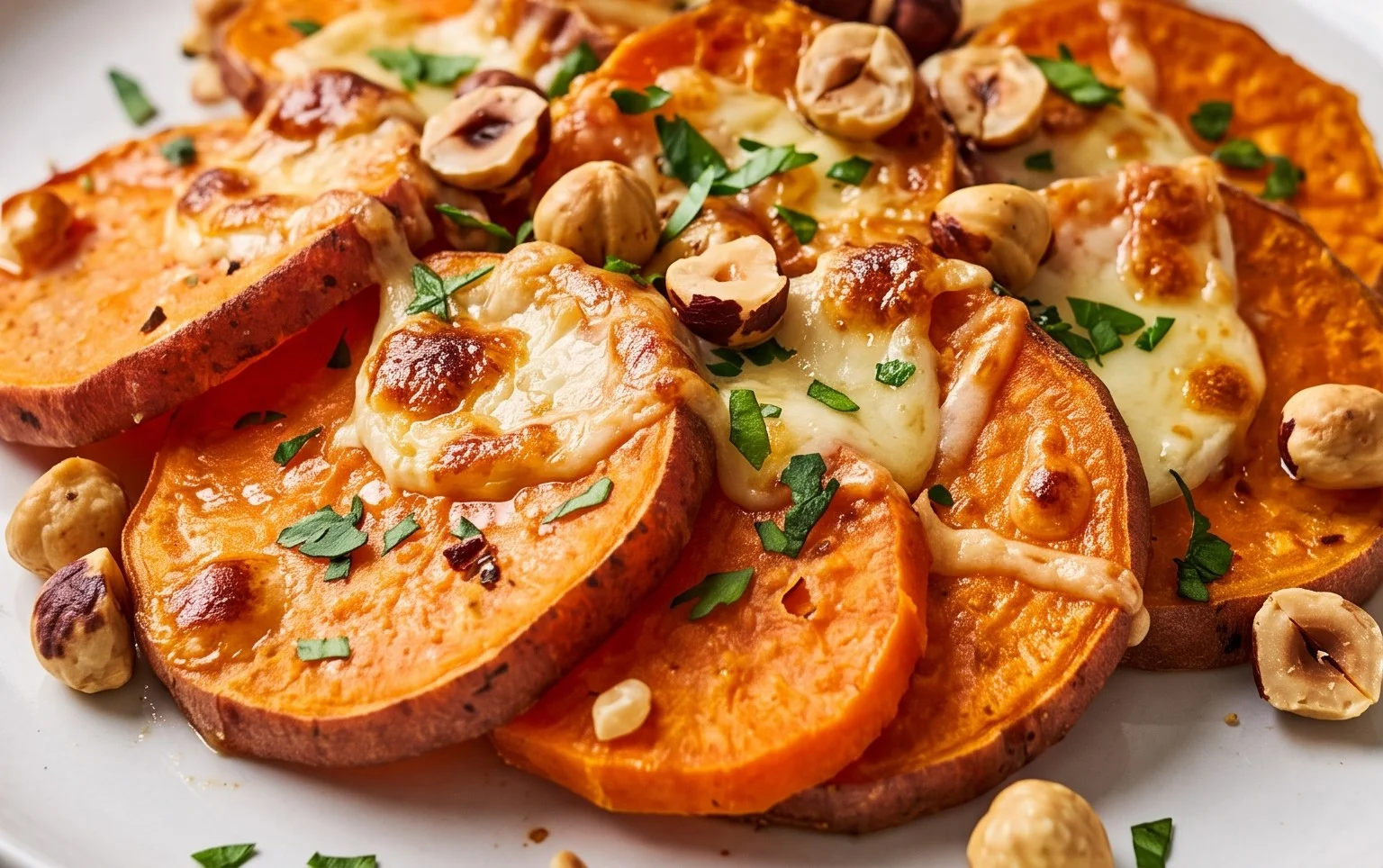Gratin de patates douces au chèvre et noisettes